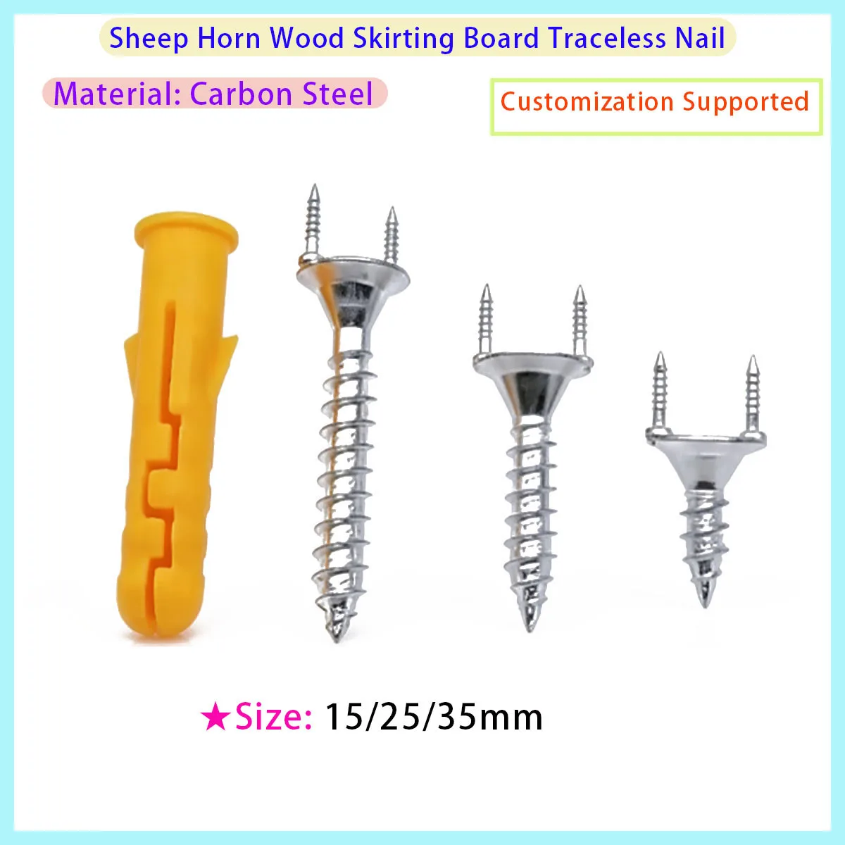 Double Head Self Tapping Screw Foot Line Special Nail Invisible Safety Screw Solid Wood Skirting Line Seamless Nail