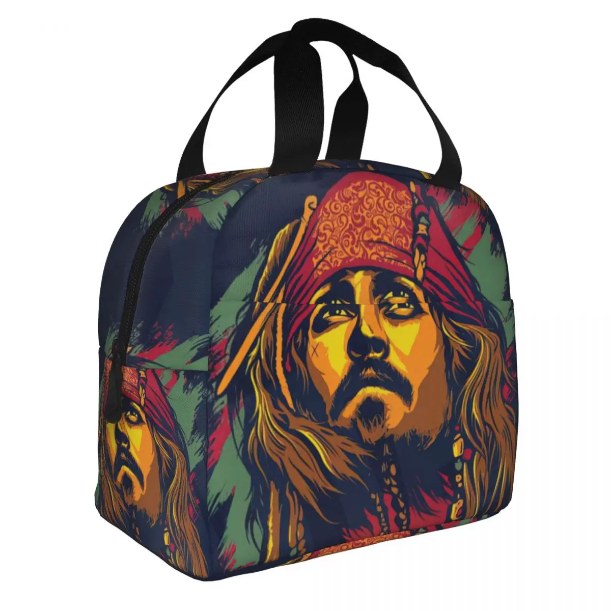 

Captain Jack Sparrow Lunch Bento Bags Portable Aluminum Foil thickened Thermal Cloth Lunch Bag for Women Men Boy