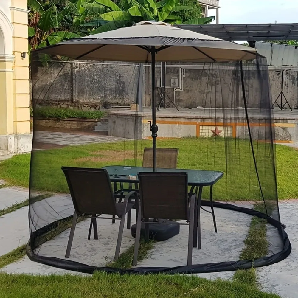 Adjustable Patio Umbrella Mosquito Netting 9/10 FT Fine Mesh Parasol Bug Screen Net Zipper Anti Insect Mosquito Net Cover