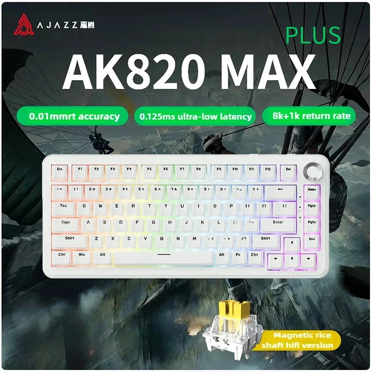AJAZZ AK820 MAX PLUS Drie-modus magnetisch astoetsenbord Dubbel 8K 0,125 Ultra-lage latentie Full-key Hot-swappable RGB-licht