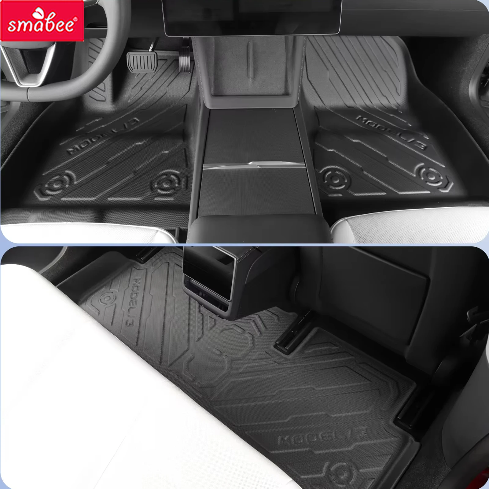 Smabee Left Drive for Tesla Model 3 Highland 2023-2026 Car Floor Mats Foot Pads Seat Protective Mat Car Accessories Black