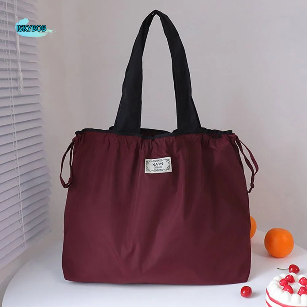 

Косметичка на шнурке, сумка через плечо, однотонная складная сумка для хранения, женская сумка для покупок, корейские сумки через плечо