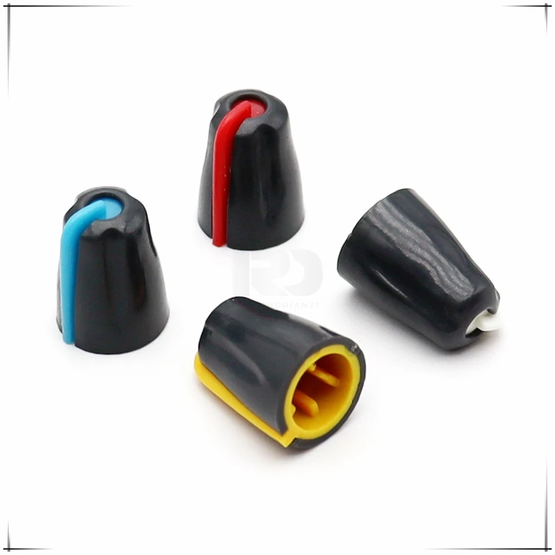 10PCS Plastic Double Color Knob Cap Potentiometer Encoder Knob cap 180° D-Shaped Inner Hole 6mm