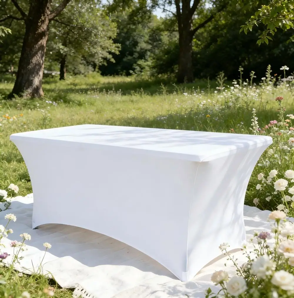 Großhandel schwarze einfarbige verdickte rechteckige Tischdecke elastische Tischdecke für Hotel Restaurant Hochzeit Bankett Dekoration – Detail 5