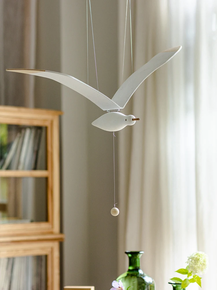 Room Decoration Wall Hanging Decor Flying Seagulls Hanging Ornaments in The Air Artistic and Creative Wooden Flying Birds