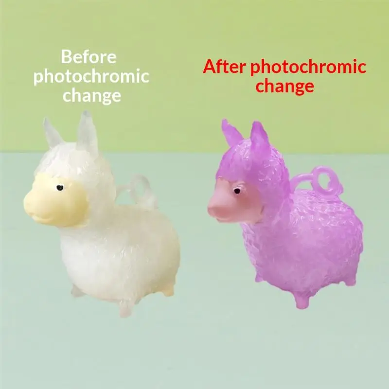 Hot Sale UV Light Color Changing Alpaca Squeezable Toys Soft Squeezable Stress Relief For Kids Gifts Desk Decor