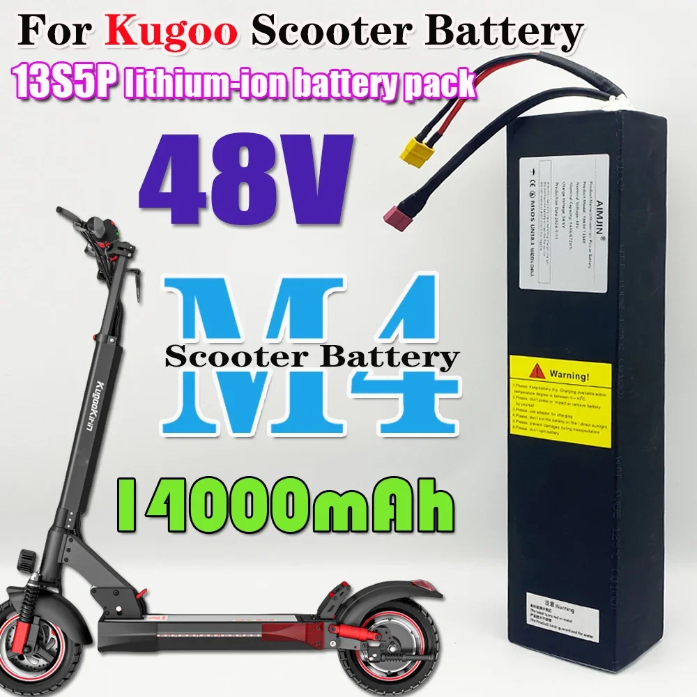 Original 48V 14000mAh 18650 13S4P 672Wh Lithium Ion Battery Pack Suitable for Kugoo M4 Electric Scooter Battery+Built in BMS