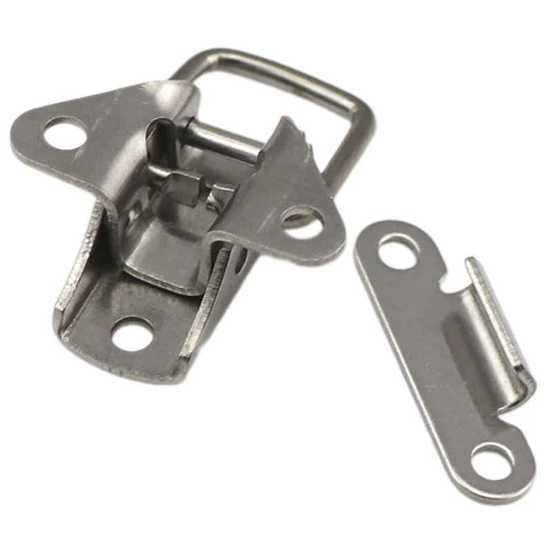 1/4Pcs Stainless Steel Mini Buckle Cabinet Door Trunk Toolbox Latch Metal Toggle Catch Lock Clasp Furniture Hardware Accessories - view 4