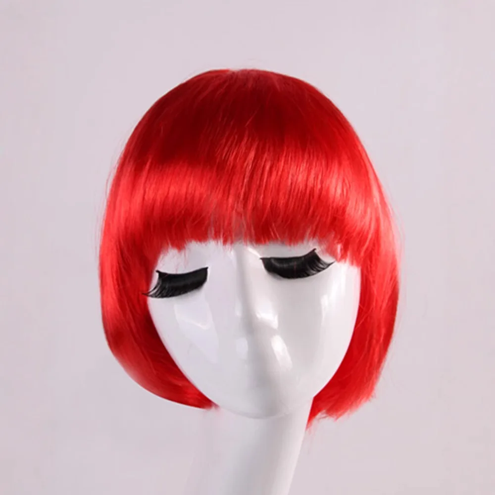 Bob perucas com franja curta reta peruca sintética para mulheres curto bob peruca para festa cosplay uso diário