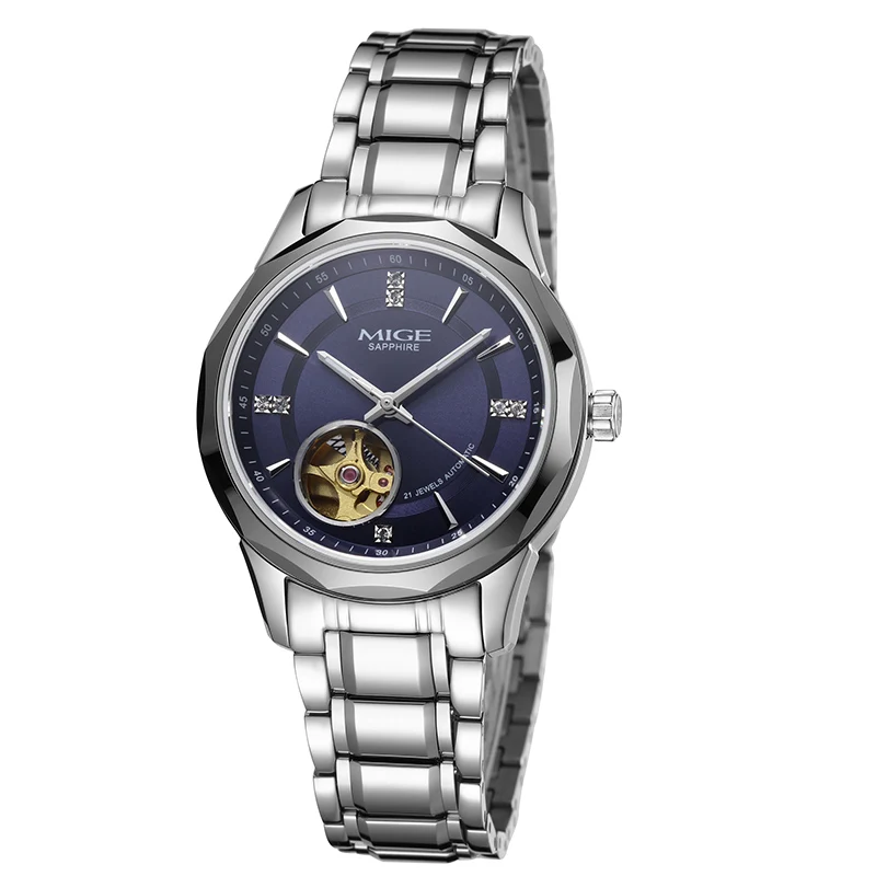 MIGE Original MIYOTA Women's Watches Mechanical Automatic Watch Waterproof Luxury Luminous Skeleton Wristwatch Stainless Steel