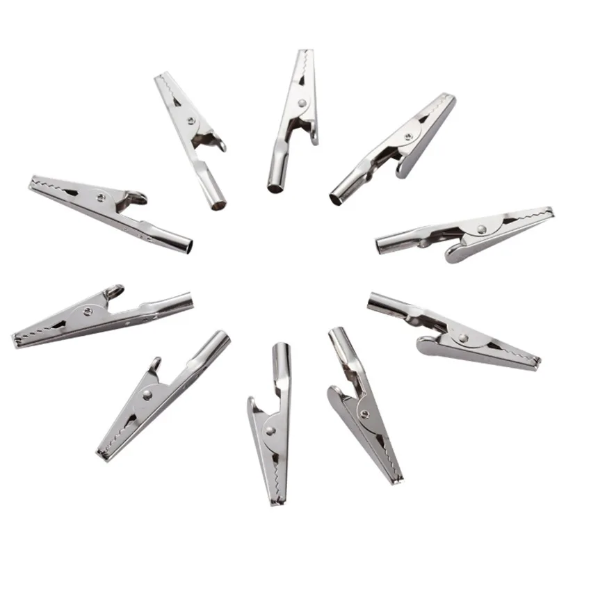 10PCS/Set Stainless Steel Single Prong Alligator Crocodile Electric Test Clips Cable Lead Screw Probe Clamps DH5