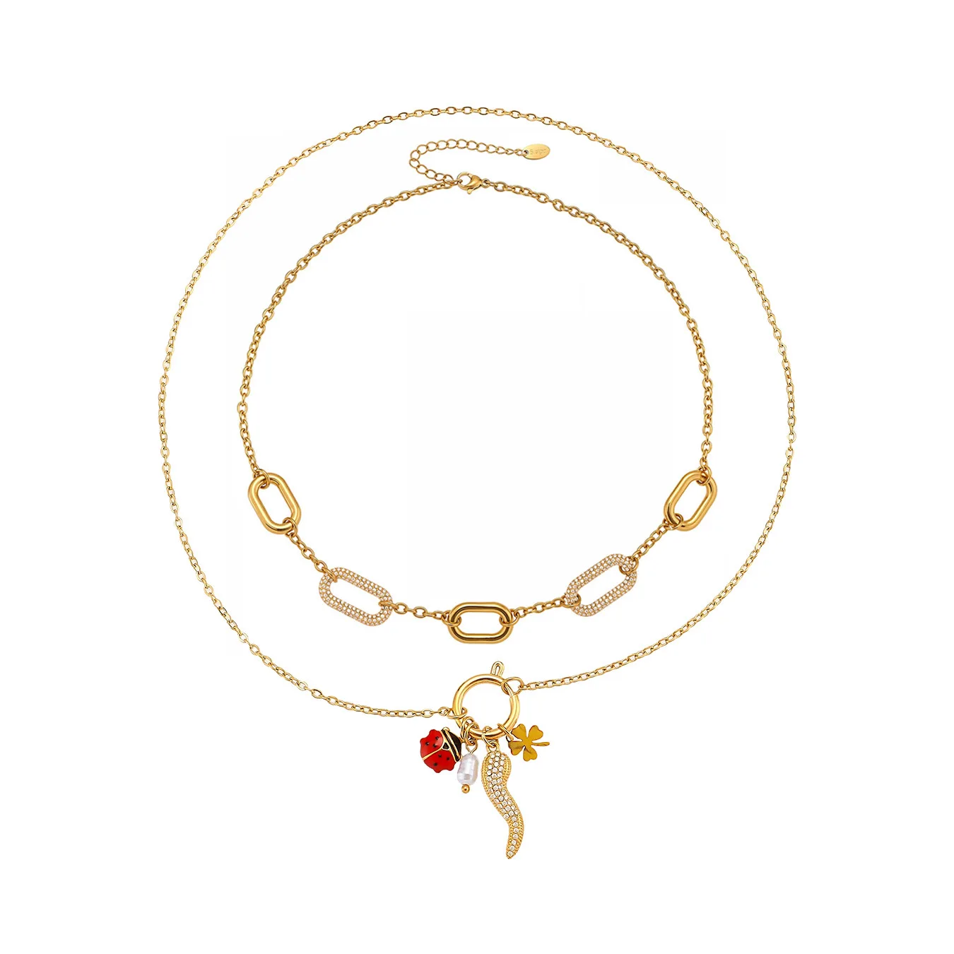 

JOOLIM Jewelry Wholesale High End Fashion Luxury Rectangle Little Pepper Zirconia Pendant Stainless Steel Necklace for Women