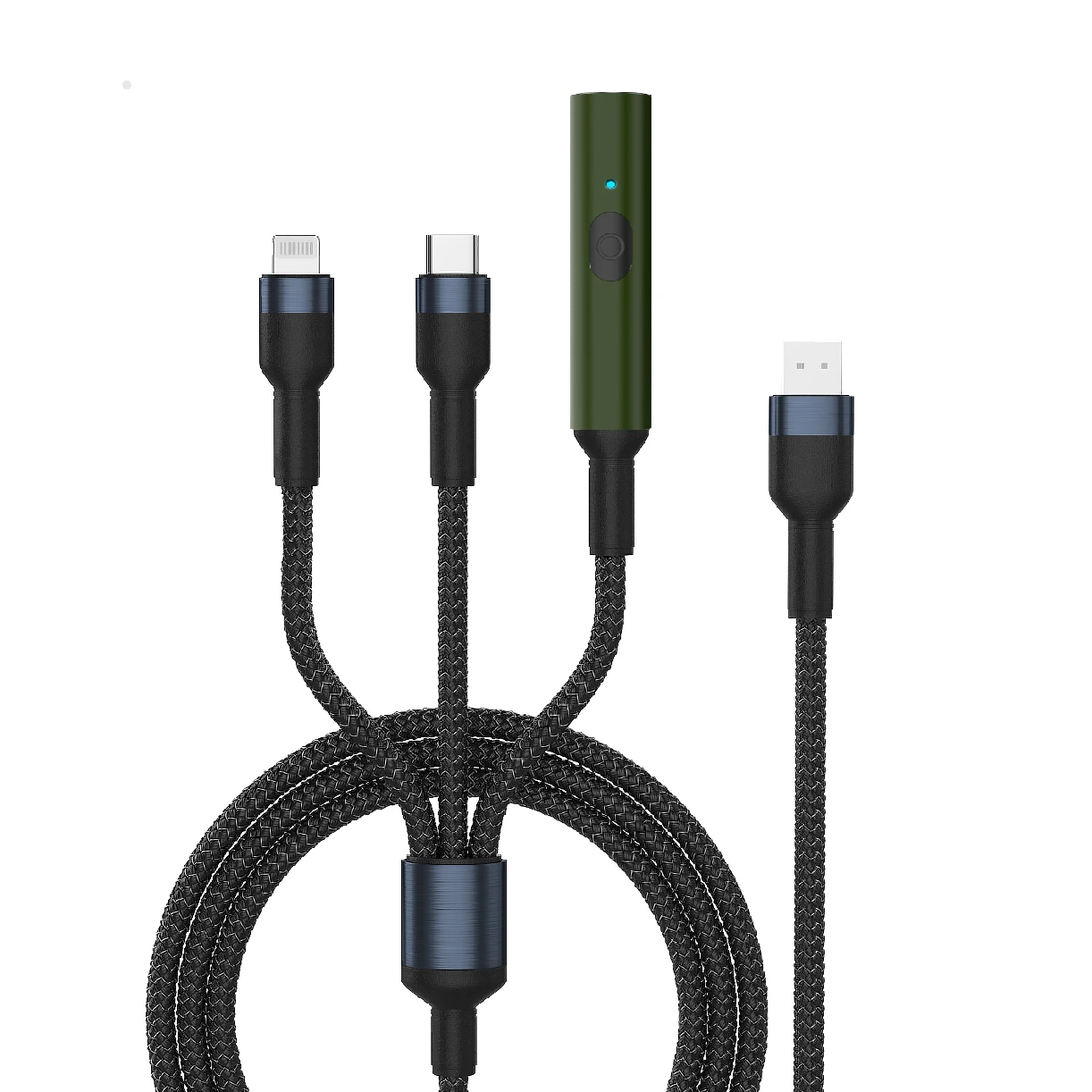 Универсальный зарядный кабель 3 в 1, с USB-портом типа C и прикуривателем