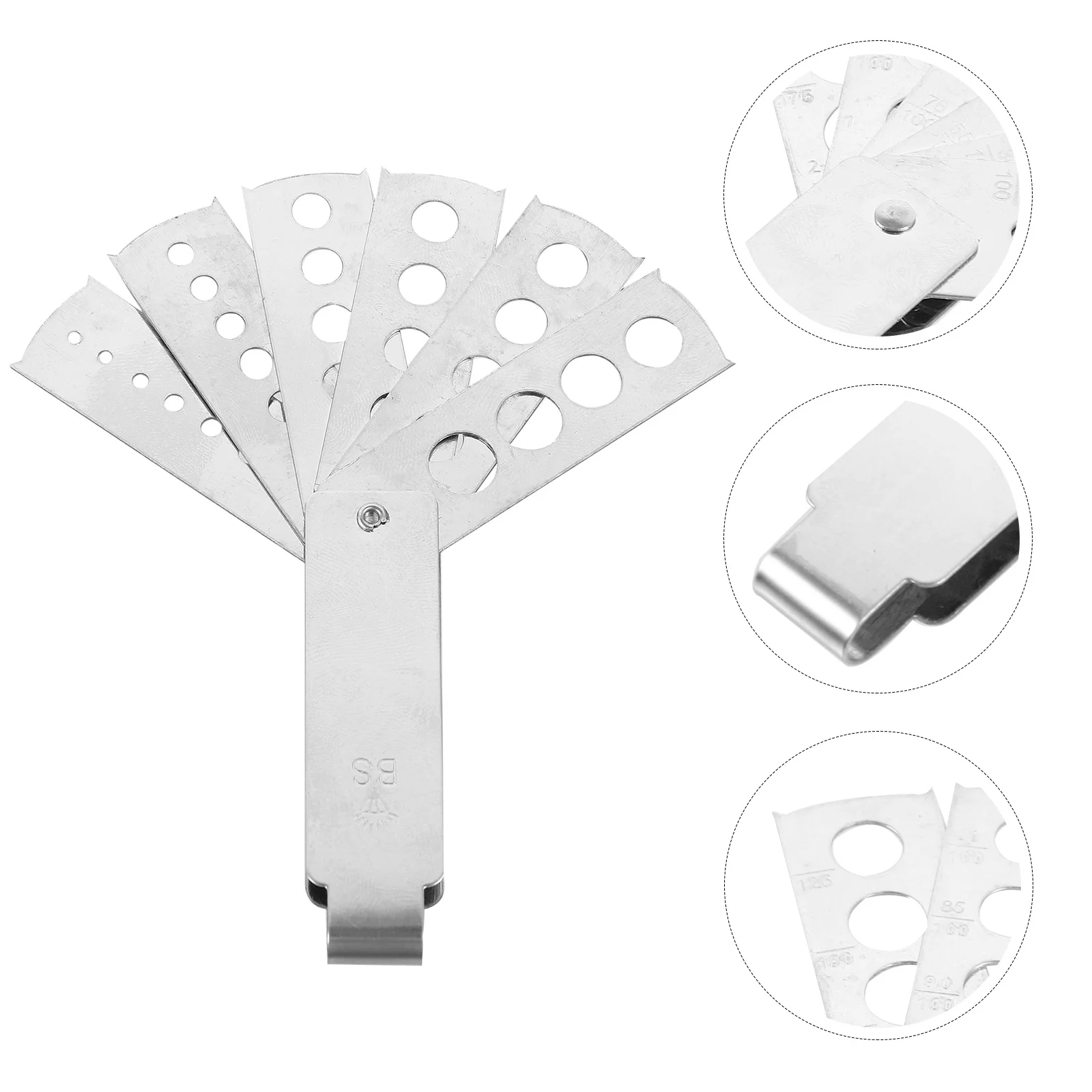 1Set Gemstone Measuring Tool Stainless Steel Multi-Hole Portable Gem Sizer Jewelry Making Professional Measuring Tool