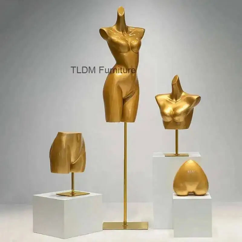 

Golden High-end Underwear Mannequin Underwear Mannequin for Women's Clothing Store Female Half-length Model Window Display Stand