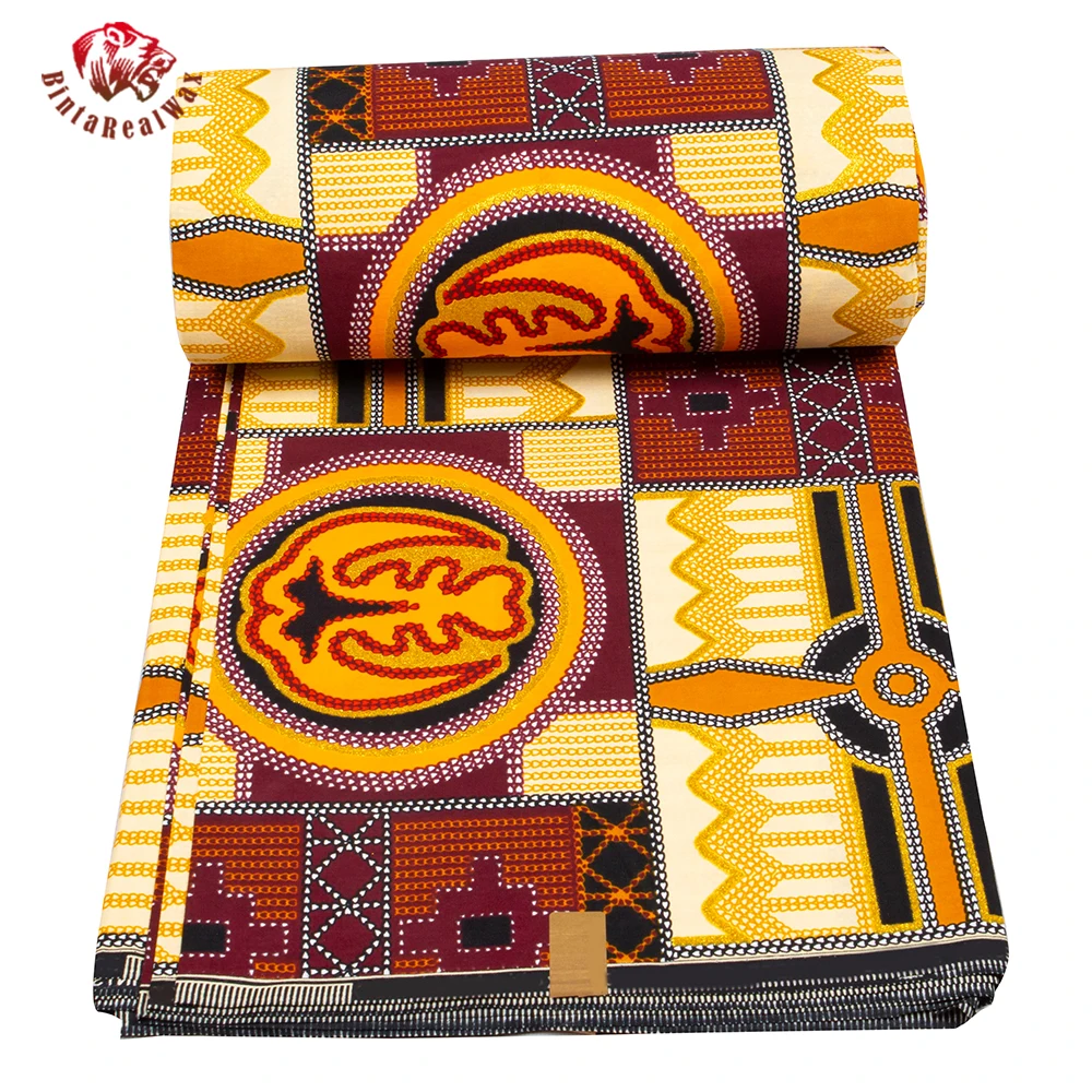 BintaRealWax Ankara Prints Wax Fabric High Quality Soft Cotton Tissu Sewing Garment Material for women Dresses SP022