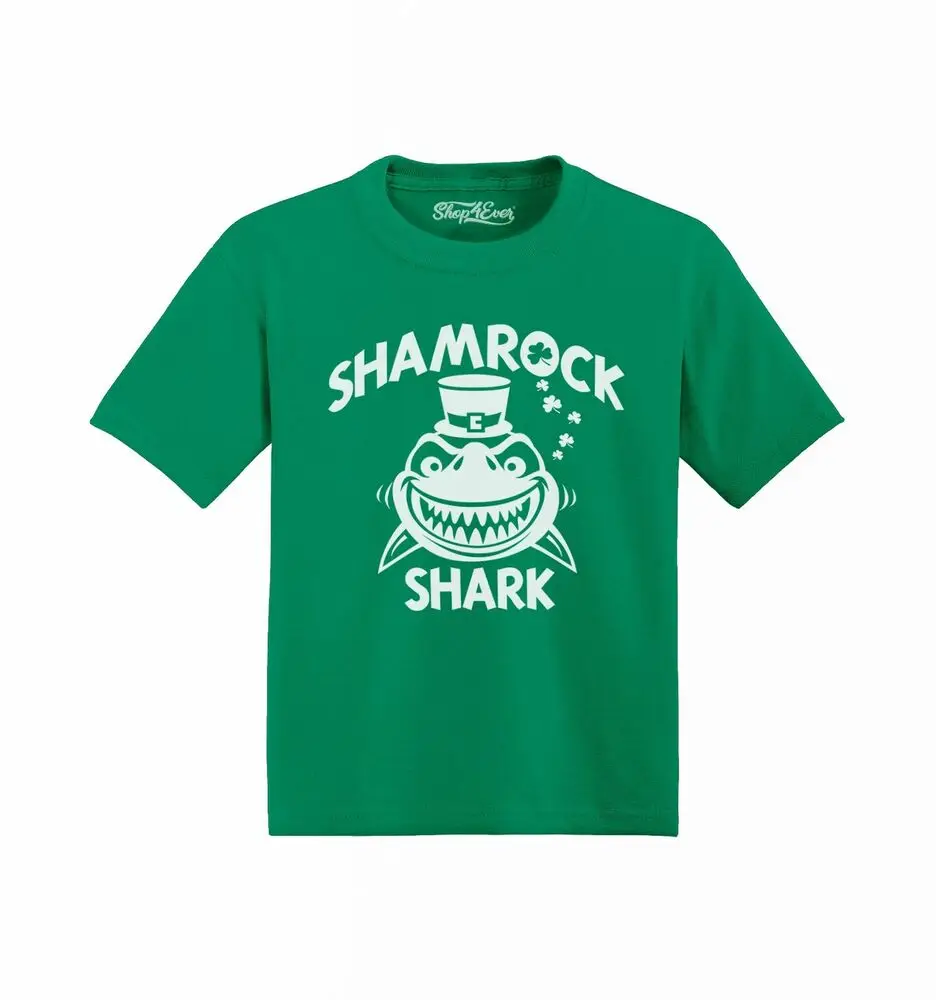 Shamrock Shark Toddler Cotton T-Shirt Cute Saint Patrick's Day ShirtsAnime Graphic T-shirts for Men Clothing Women Tees High Qua