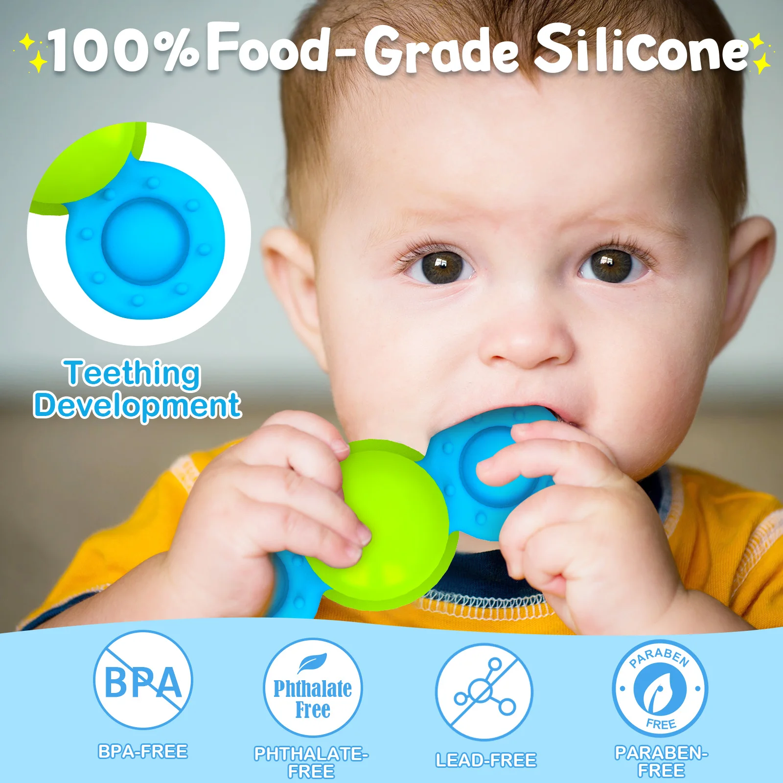 

Suction Cup Spinner Toys Traditional Spin Teething Development Food Grade Silicone No Hole Safe for Kids Ages 10 months 1-3 4-8