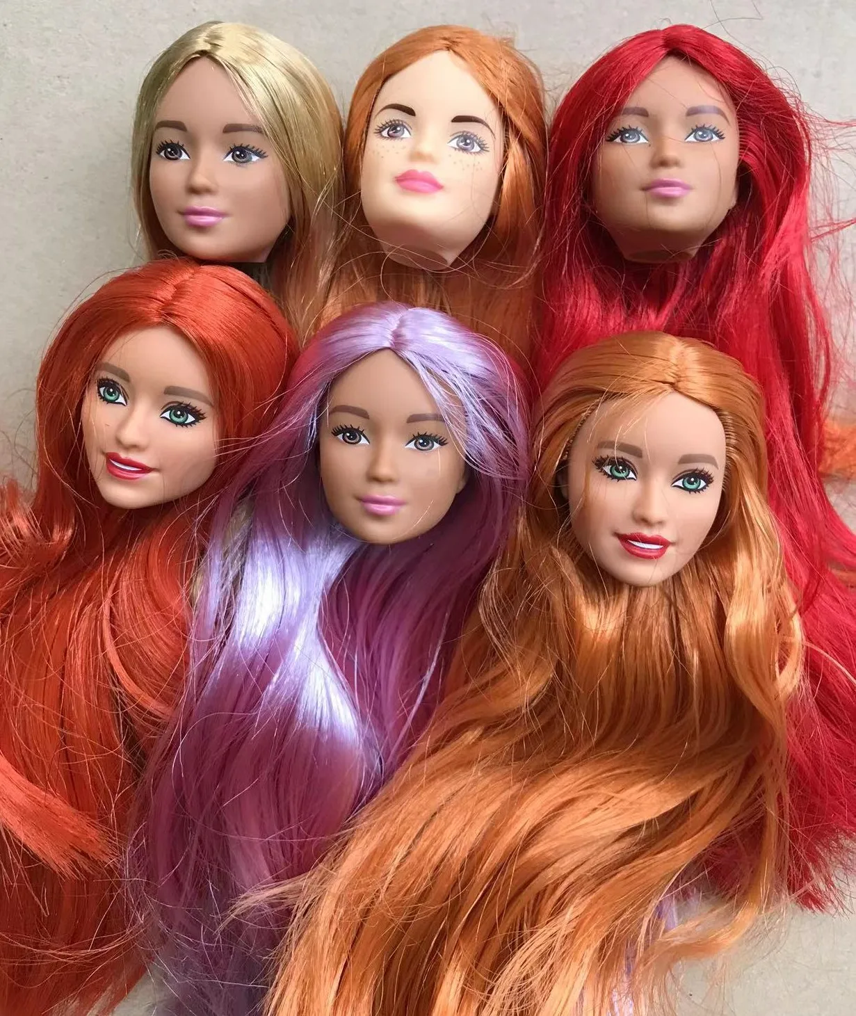 Original Doll Heads FR IT Rare Face Doll Toy Head Female Pink Black Green Red Hair Doll Head Parts Girl Dressing DIY Toy Figure