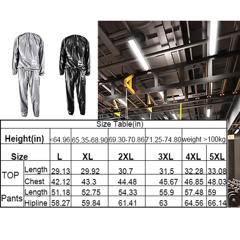 Sweat Sauna Suits Weight Loss Gym Exercise for Men and Women Heavy Duty Fitness Workout Quick Sweat Anti-Rip Sweat Suits