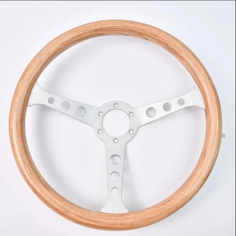 High Quality Retro Solid Wood Racing Steering Wheel For Vehicle Modification Interior Accessory
