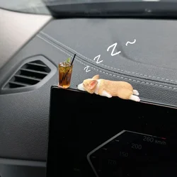 A Set On Board Center Console Corgi Ornament Pet Sleeping Position Mini American Style Simulation Resin Drinks Puppy Interior CN