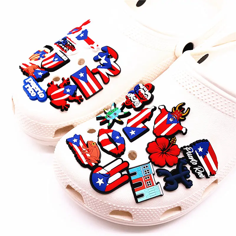 Novelty 21pcs/lot Funny PVC Shoe Charms Puerto Rico Style Sandals Decorations Accessories for  Kids Party X-mas Gifts