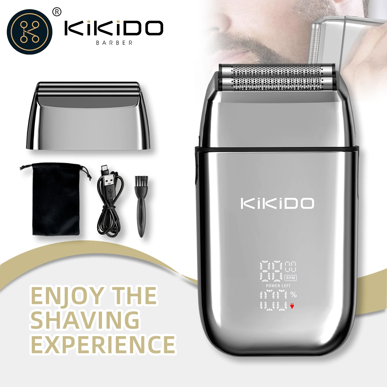 KIKIDO kk-TX2  Shaver Professional Trimmer Rechargeable  Display Portable Wireless Electric Shavers for Men Hair Clipper