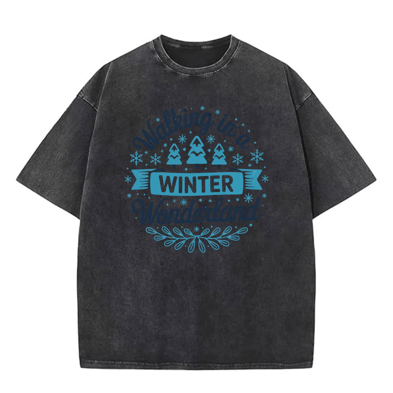 تي شيرت رجالي كبير الحجم برسومات مغسولة مطبوع عليه عيد الميلاد ملابس الشارع الشهير تي شيرت كاجوال عتيق #2