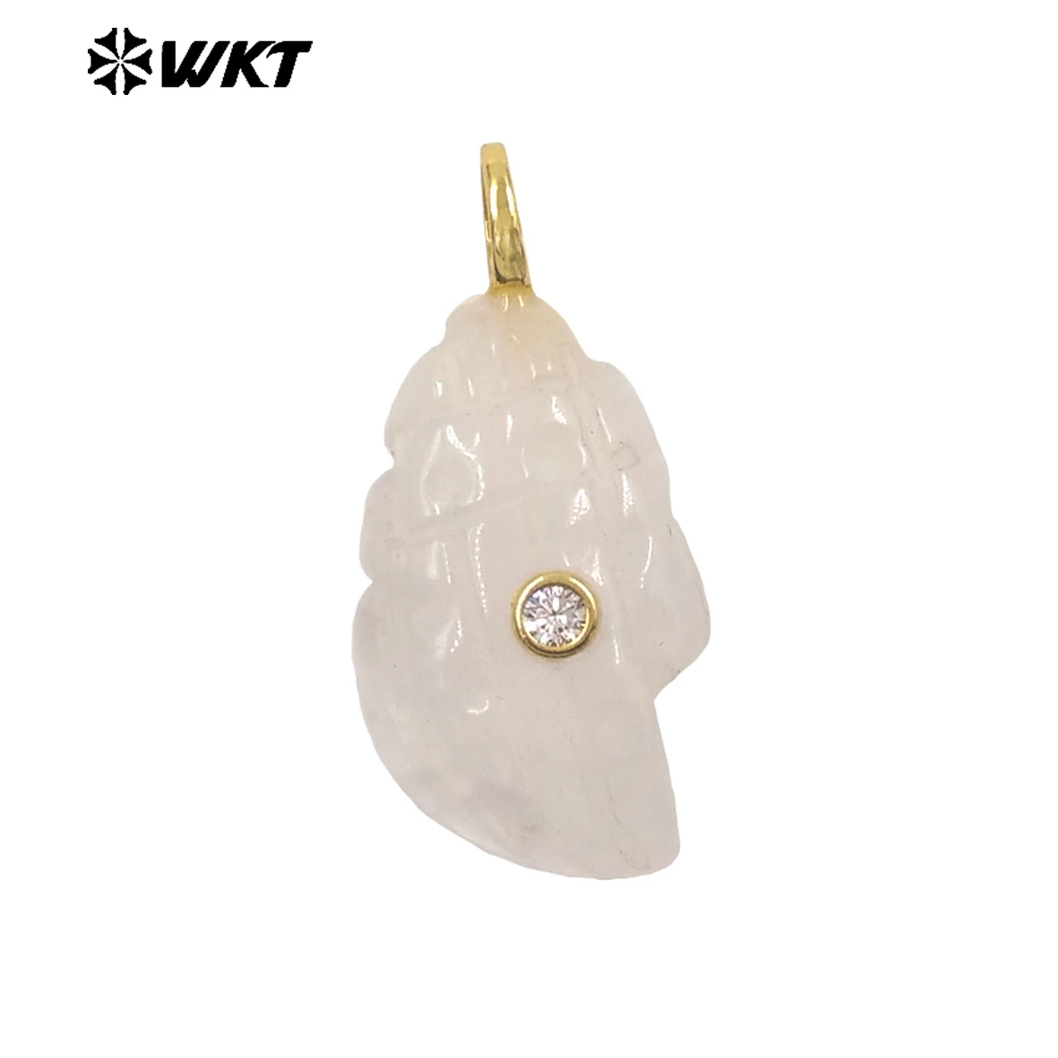 WT-P2122 Lovely Exquisite Shell Shape With Smooth Pendants Texture Gemstone Strawberry Quartz Amozonite Accessory Charms