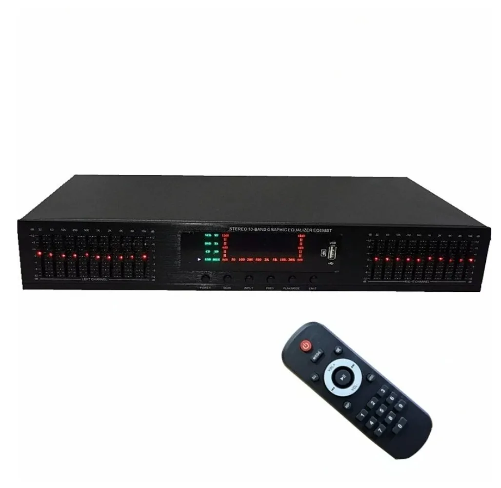 898BT HIFI Digital HD Stereo Preamplifier Equalizer Built-In USB Bluetooth Home Stage Equalizer Dual 10 Segments 220V