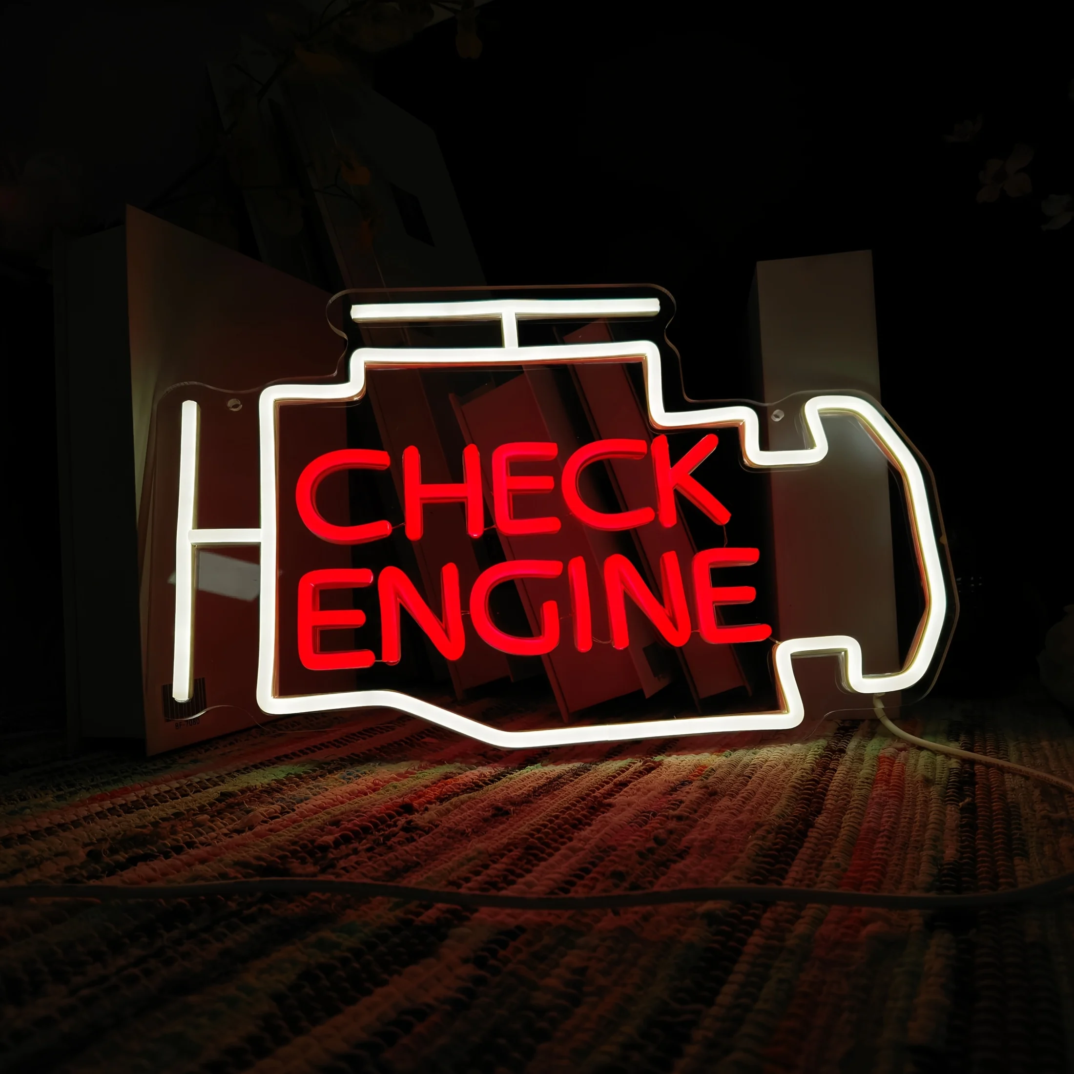

Check Engine Neon Sign Wall Art for Garage, for Man Cave, Auto Repair Shop DecorBirthday Party, Workshop Decoration, Car Decor