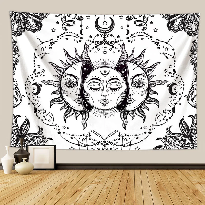 VIKAMA Wandteppich mit himmlischem Sternenhimmel, mystischer Boho-Wandbehang, Vintage-Galaxienmuster für Schlafzimmer, Wohnheim, Kunst, Heimwanddekoration