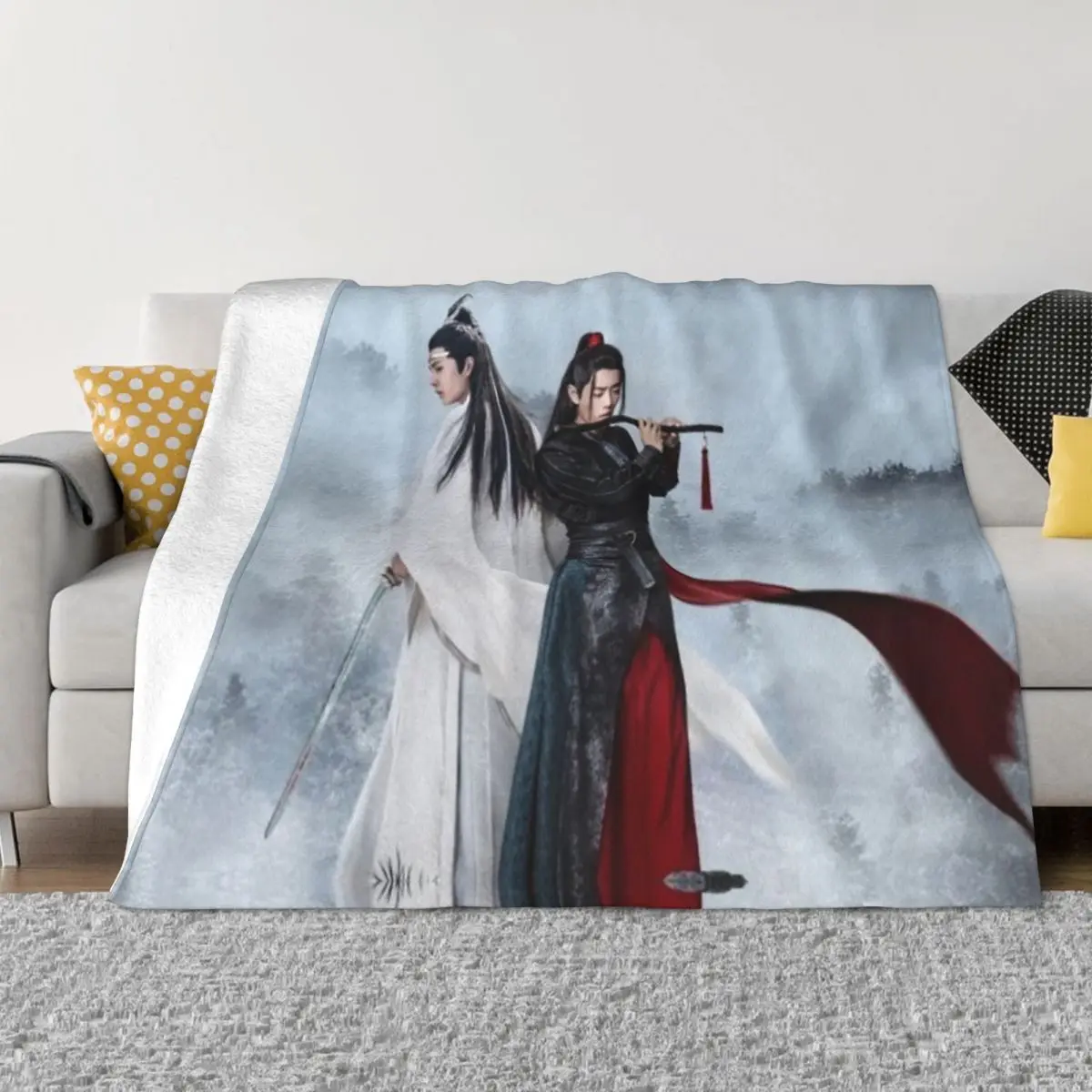 The Untamed Wangxian Blankets Velvet Spring/Autumn Wei Wuxian Breathable Warm Throw Blankets for Sofa Outdoor Bedding Throws