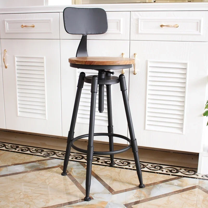 Silla de bar moderna con pintura de alta temperatura: hierro duradero, elevación giratoria, silla gruesa de alta carga, taburete de bar ajustable y elegante