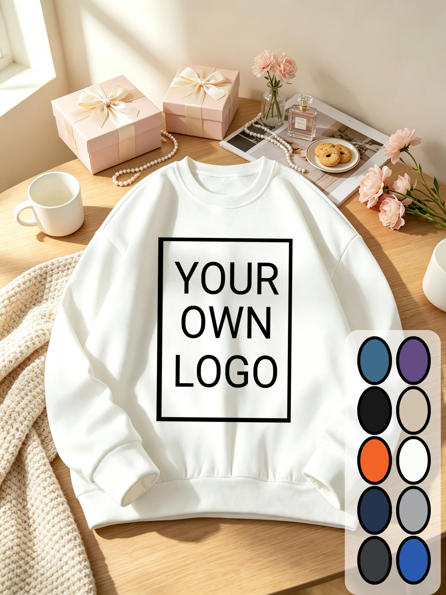 Creative Custom Logo Text Family Womens Sweatshirt Loose Crewneck Streetwear Hip Hop Pullovers Woman Fleece Autumn Clothes