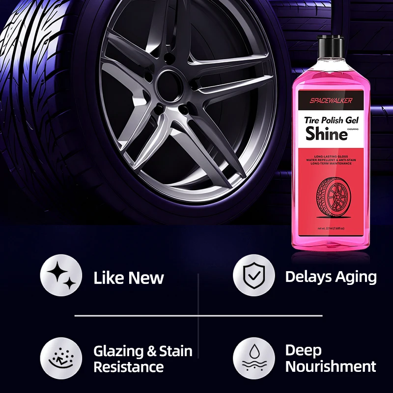 Tire Gloss Gel - Car Tire Polish & Shine Enhancer,Fast-Drying, Easy Application, for All Seasons, Car Tire Care, Car Care