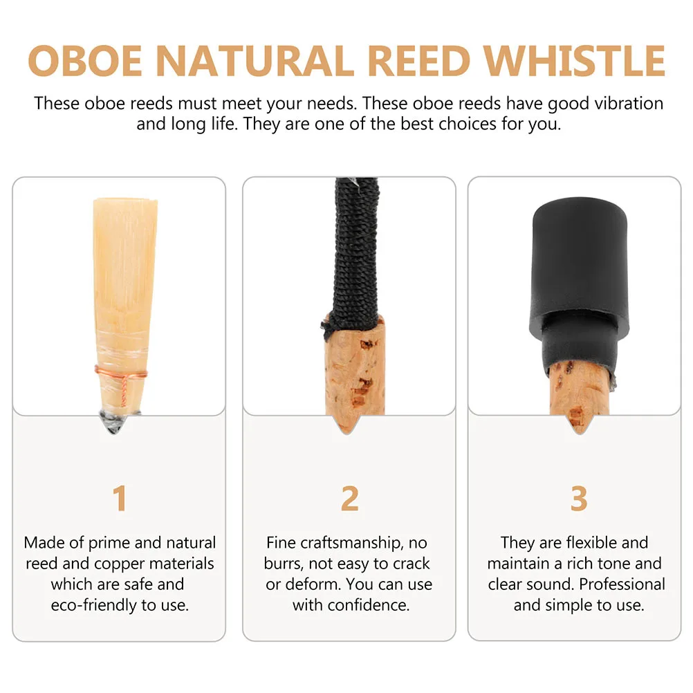 

2Pcs Oboe Reed Handcrafted from Copper Fine Craftsmanship Flexible Clear Sound Ideal Replacement Part for Various Performance