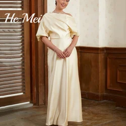 Elegant Women Gowns Simple Floor Length Formal Dress Straight Short Sleeve Mother Dresses Vestidos De Fiesta Elegantes