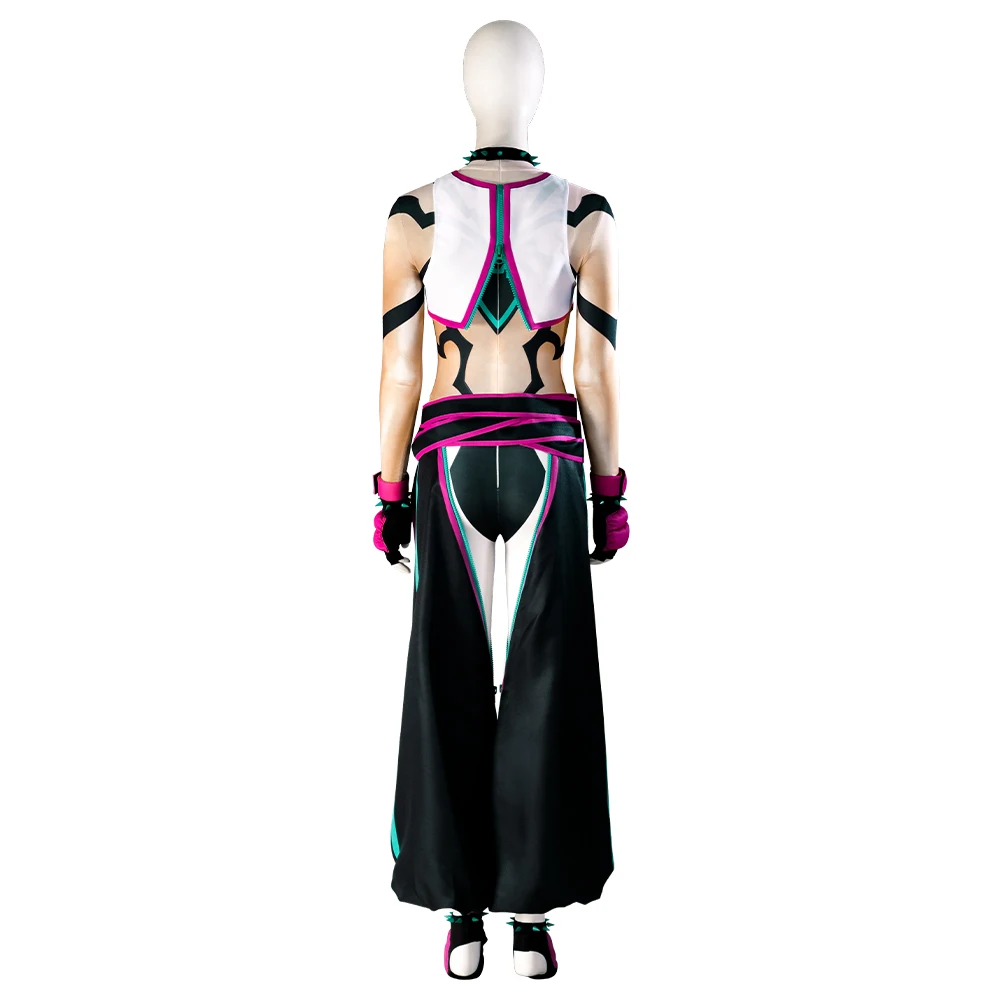 Halloween Carnival Game Street Fighter Han Juri Cosplay Anime Character Uniform Sexy One Piece Vest Pants Accessories