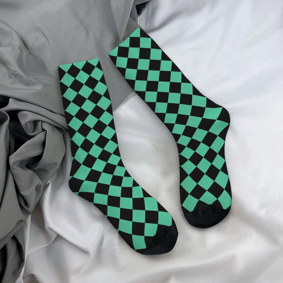 Chaussettes de compression unisexes à motif Tanjirou Kamado Demon Slayer, chaussettes d'équipage fantaisie, impression sans couture, style de rue vintage