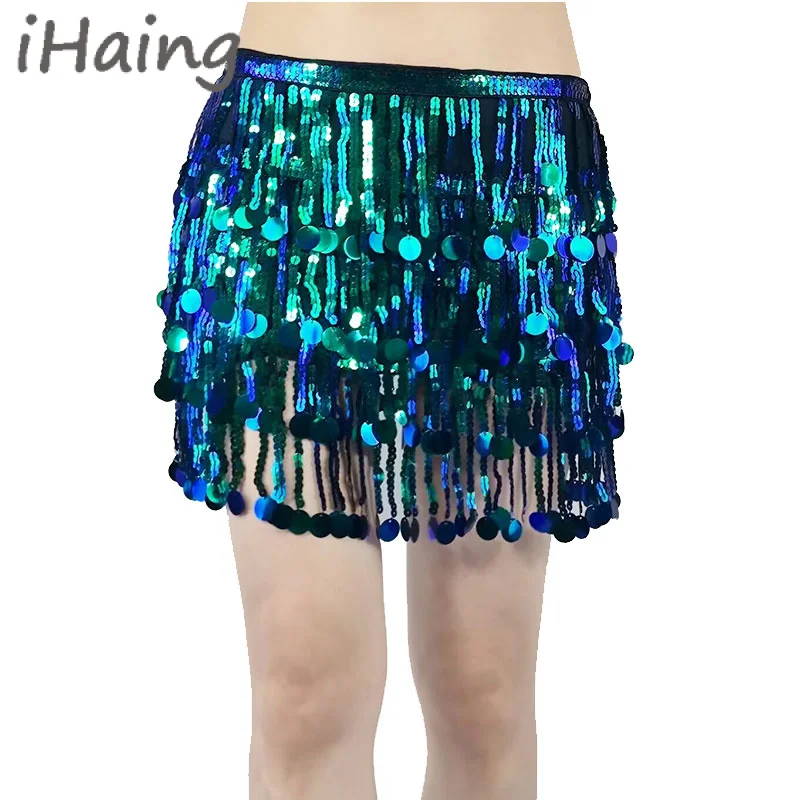 

Adult Sequin Belly Dance Hip Scarf Oriental Fringe Belt Costumes for Women Bellydance Eastern Mermaid Dancing Lesson Wear Skirt