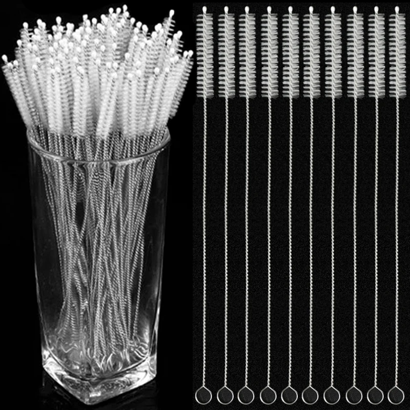 1-10pcs Stainless Steel Soft Hair Straw Cleaning Brushs Baby Cup Bottle Special Long Handle Straw Brushs Baby Feeding Supplies