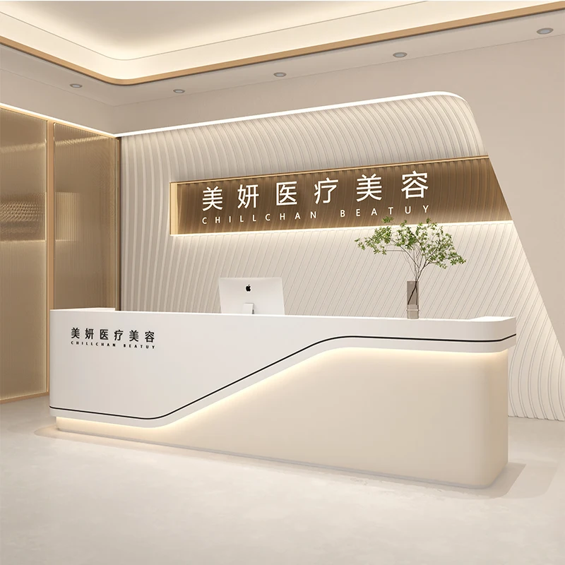 Front Modern Reception Desk Shop Simplicity Standing Church Hair Counter Office Hotels Banco Cassa Reception Creative Furniture