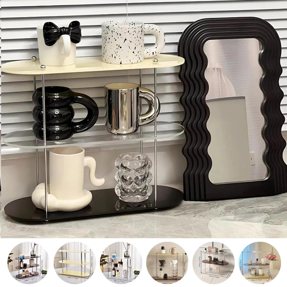 

2/3 Layer Acrylic Desktop Storage Rack Perfume and Water Cups Display Holder Cosmetics Storage Jewelry Display Frame Organizers