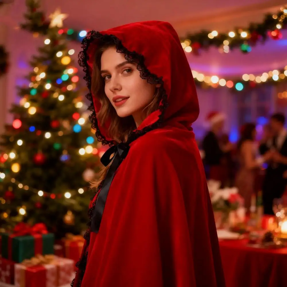 Costume da mantello con cappuccio Costume rinascimentale Mantello con cappuccio in velluto Set per adulti Cappuccetto rinascimentale per Halloween