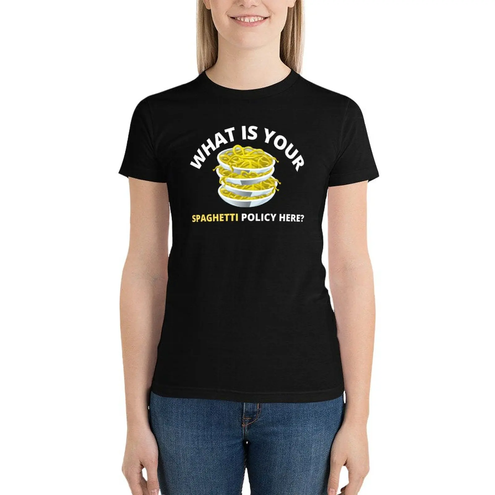 What is Your Spaghetti Policy Here T-Shirt oversized Aesthetic clothing cute clothes T-shirt Women