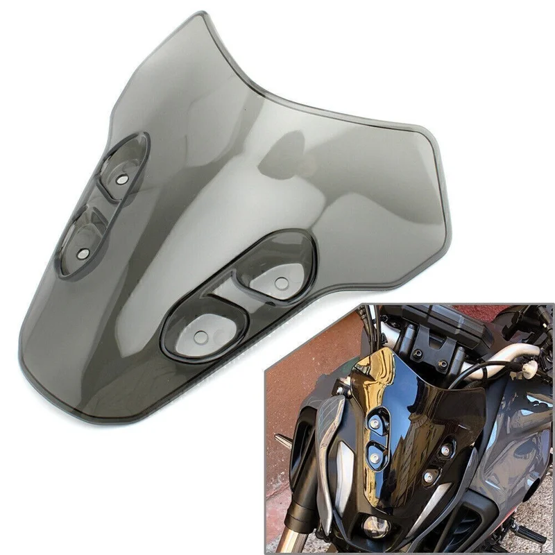 V+ V+ Motorcycle Windscreen Windshield Wind Deflector Grey for Yamaha MT07 2021-22