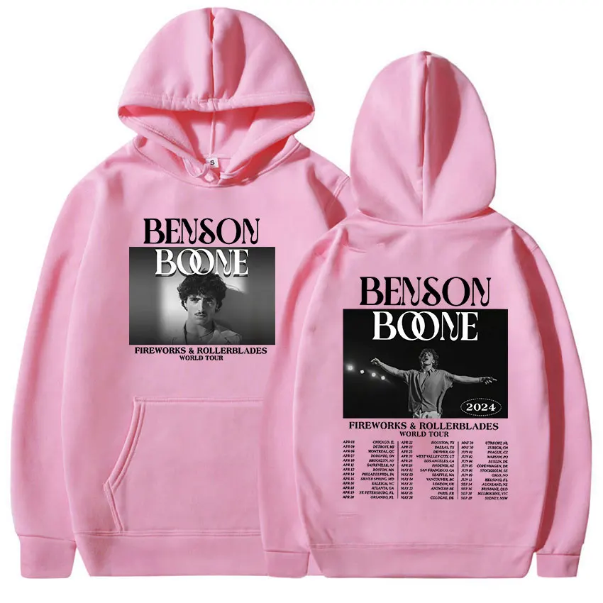 Benson Boone Fireworks and Rollerblades 2024 World Tour Hoodie Men's Hip Hop Retro Fashion Pullover Sweatshirt Fleece Streetwear