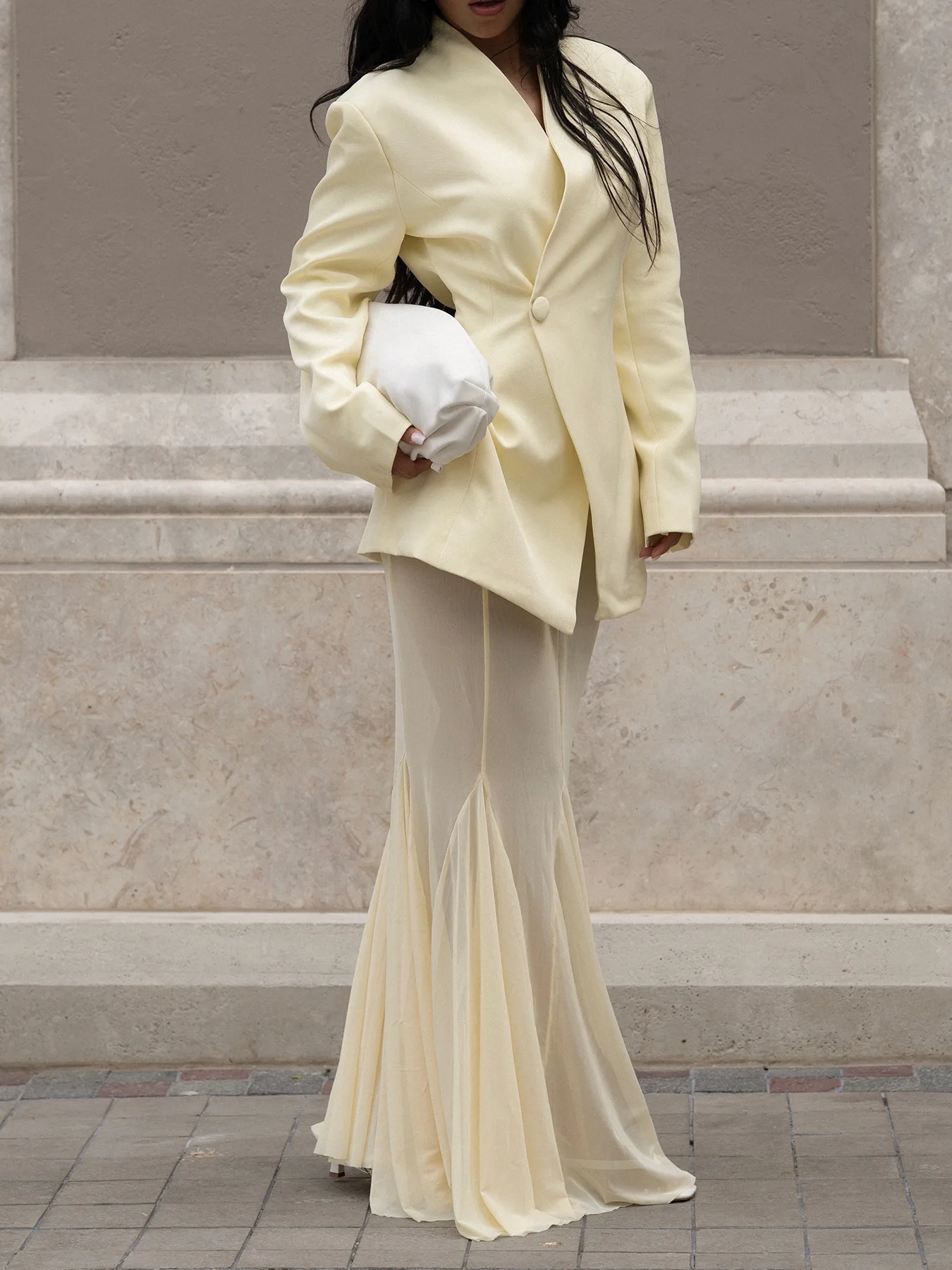 

Women Skirt Set Fall Winter Elegant Long Sleeve Blazer Jacket And Mesh See Through Lace Skirts Two Piece Set Women Jacket Set